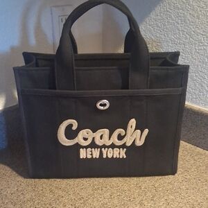 Coach Black Canvas Tote with Logo